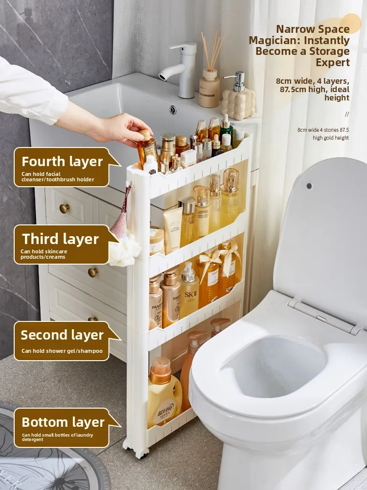 Batoom Kitchen Frie  Storage Cabinet Narrow elf Toilet Paper Spice Condiment Storage Ra Plastic und Mounted