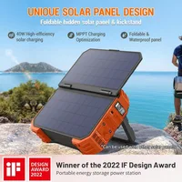 Portable Power Station 1000W with Built-in Solar Panel, 614WH/192000mAh LiFePO4 Battery Pack, Solar Generator with AC/DC/USB/PD 2