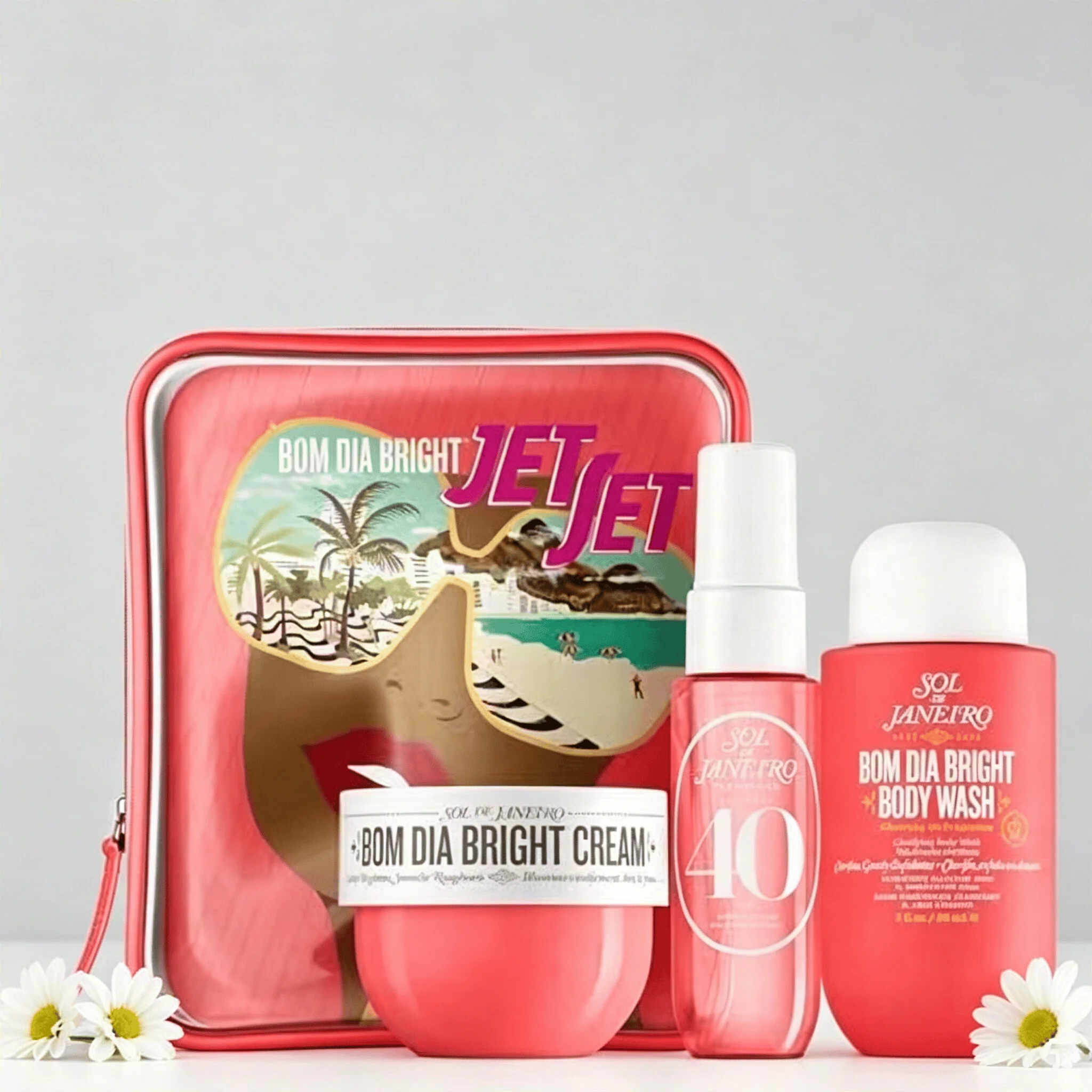 Sol De Janeiro Bom Dia Bright Jet Set Women Perfume Set Cheirosa 40 Body Mist Cream Wash Travel Mini Perfume Kit Beach Luxury Gift Perfume for Her