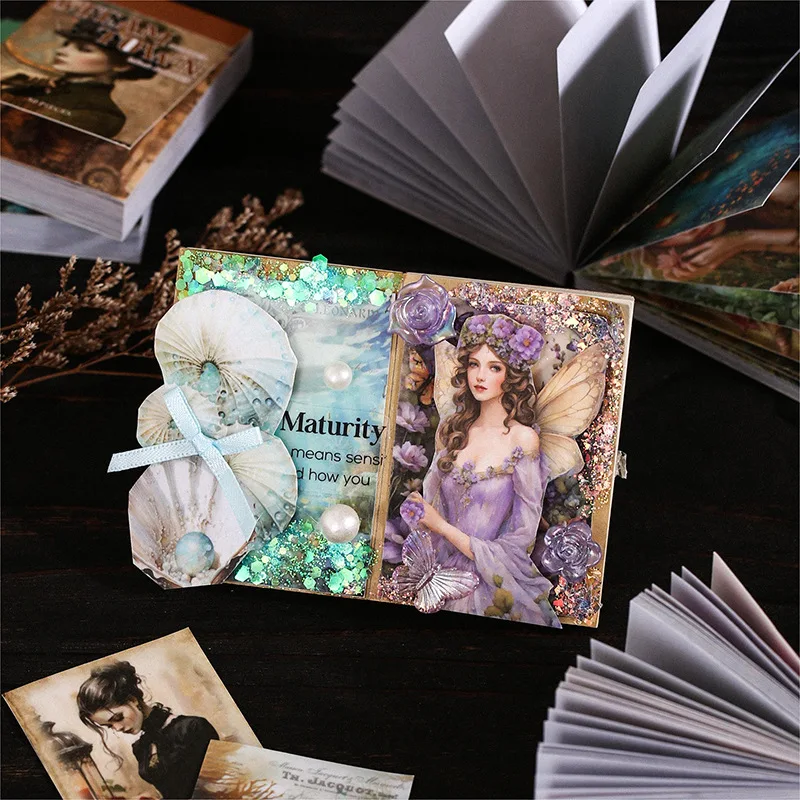 Retro Elf Girl Sticker Book Set for DIY Decor