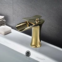 Bathroom Mixer Tap Brass Waterfall Sink Faucet Deck Mounted Single Handle Hot and Cold Water Basin Faucet White Black Gold 6