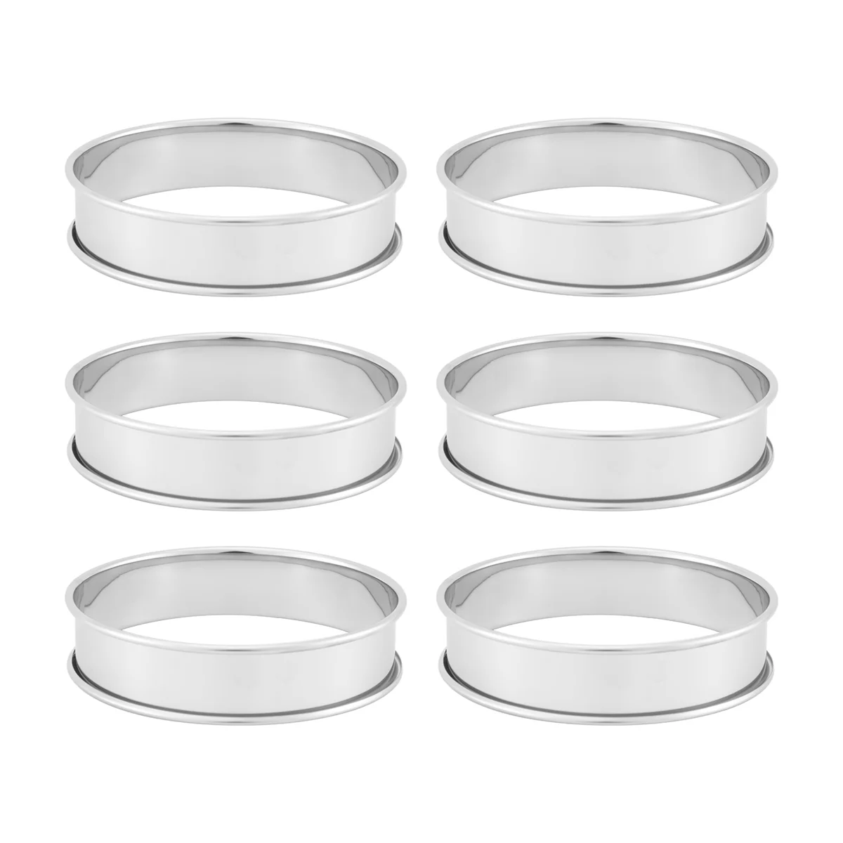 6 Pack 4 Inch Double Rolled English Muffin Rings, Stainless Steel Crumpet Rings, Tart Round
