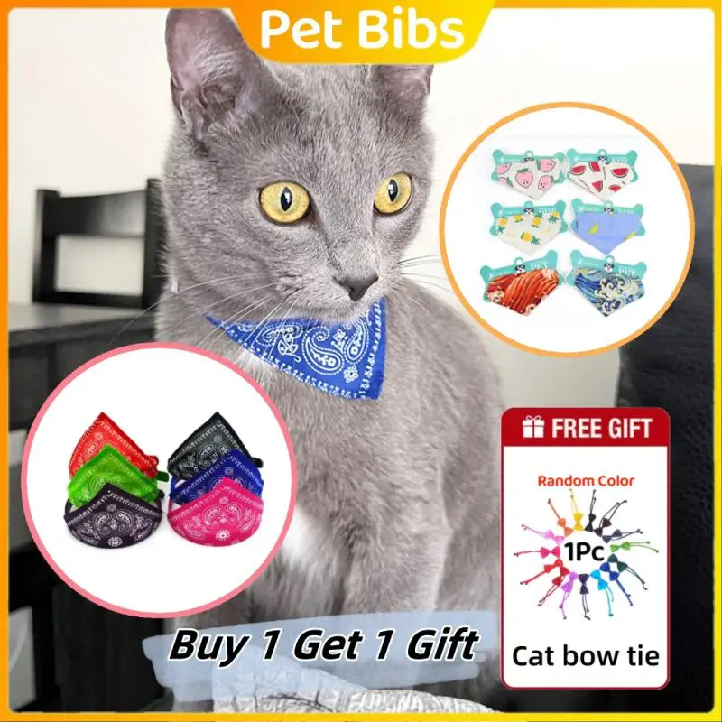 

Adjustable Cat Scarf Pet Bibs Puppy Bandana Collar Neck Scarf For Small Dogs Kitten Saliva Towel Collar With Triangular Bandage