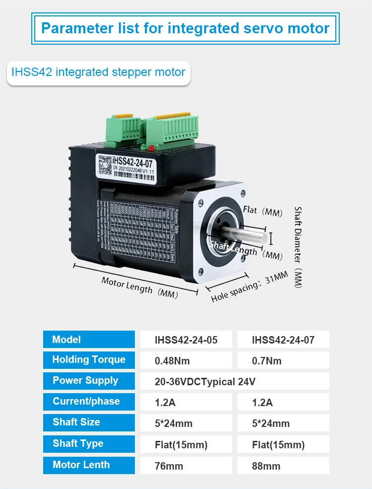 IHSS60-36-30-31-SC 재봉틀 브레이크 모터 3Nm 36VDC 통합 스테퍼 드라이브 인코더 포함 좋은 가격 하이브리드 타입