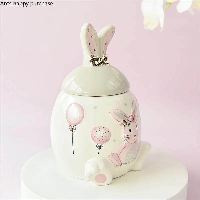 Rabbit Ceramic Jar High Capacity Storage Jar Storage Tank Kitchen Organizer Food Container Decorative Jars Tea Box Tea Caddy Ceramic Storage Jar