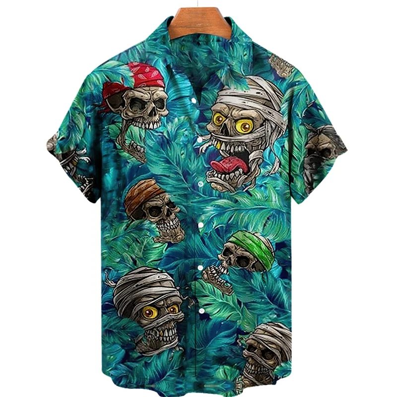 

Newest Men's Shirts Streetwear Beach Male Shirt Short Sleeve Eu Size Tops Skull 3d Hawaiian Shirt Man Oversized Summer Tops