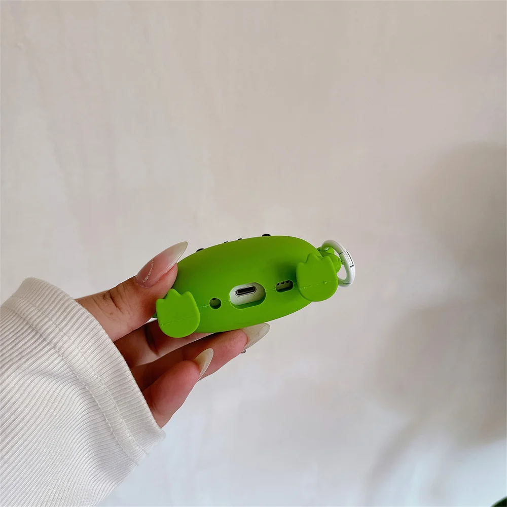 For Airpods 1 2 3 4 Pro Pro 2 Cute 3D Cartoon Rain Frog Silicone Earphone Case With pendan Tanimal Accessories Cover