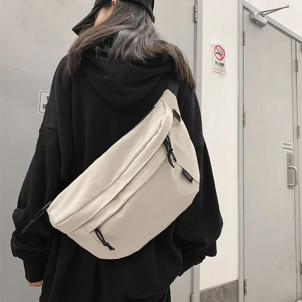 Mode Große Kapazität Umhängetasche Gürtel Tasche Nylon Reise Hüfte Tasche Einfarbig Casual Sport Geldbörsen Tasche Paar Junge Studenten – Detail 4