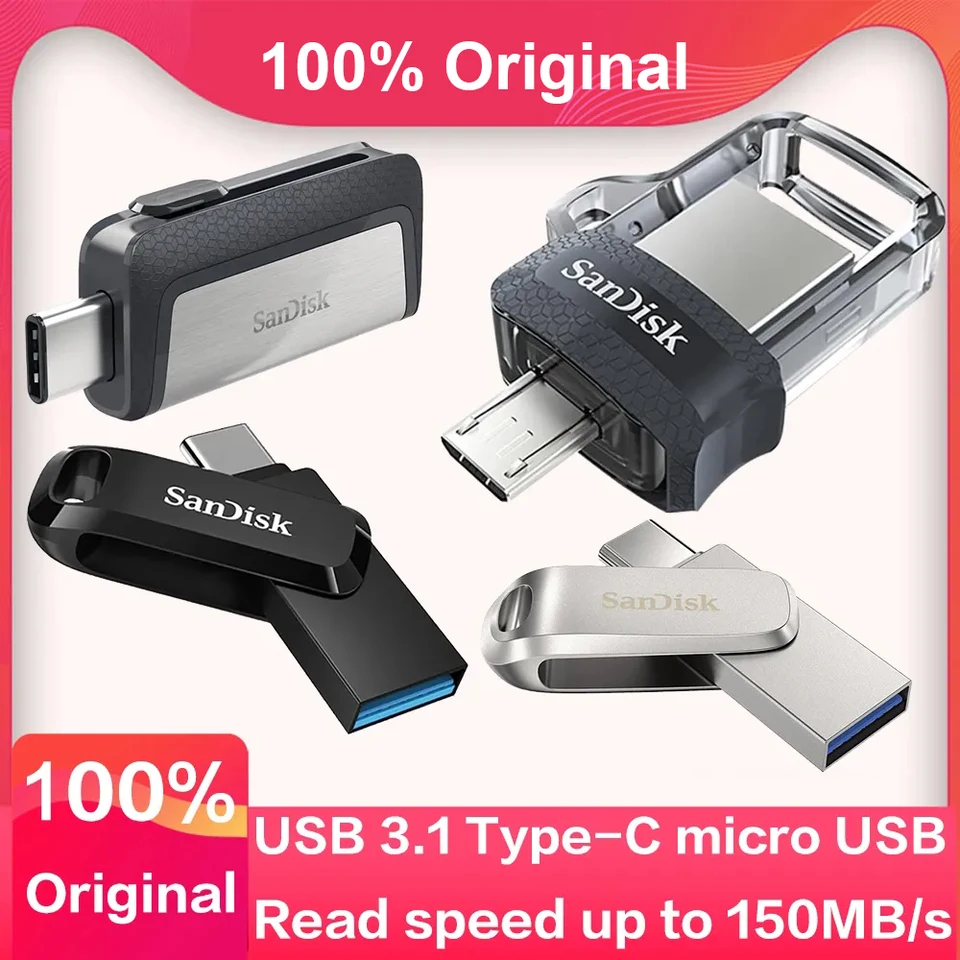 Sandisk Sdddc4 Usb 3.1 Clé Usb 64 Go Type C 512 Go Pendrive 256 Go 128 Go  32 Go Téléphone Clé Usb En Métal Type C Otg 1 To, Mode en ligne