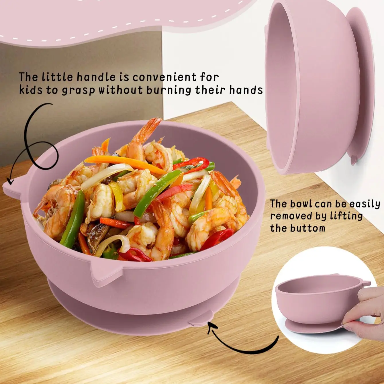 4pcs Baby Silicone Meal Bowl Bib Fork Spoon Set Baby Feeding Tray Bowl Set Bisphenol BPA Free Gift for boy girl Gifts 5