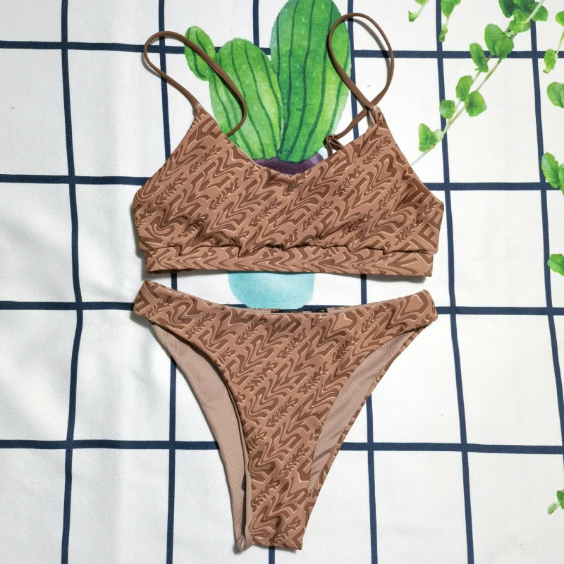 Swimsuit Split Solid Color SlingFLetter Printed Sexy Women's Swimsuit