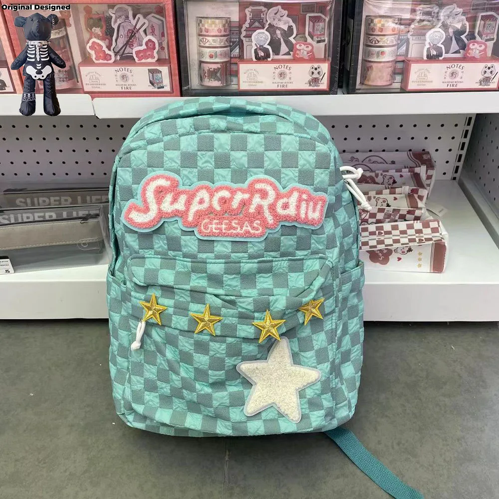 

Дизайнерский клетчатый рюкзак в клетку Y2K со звездами, школьная сумка через плечо, подарки для подростков