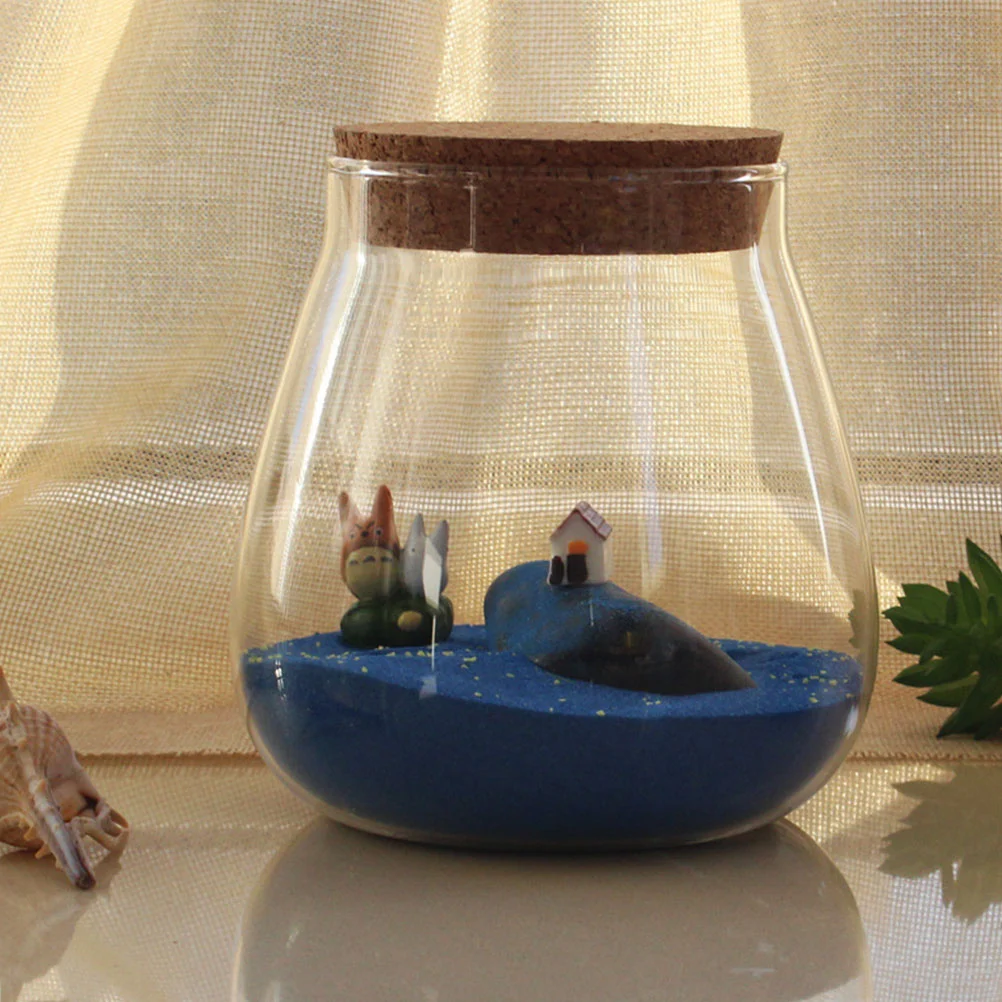 Cork Glass Bottle Plant Small Mason Jars Round Terrarium with Lid Basket Clear Succulent Pot Display Suite Decorate 5
