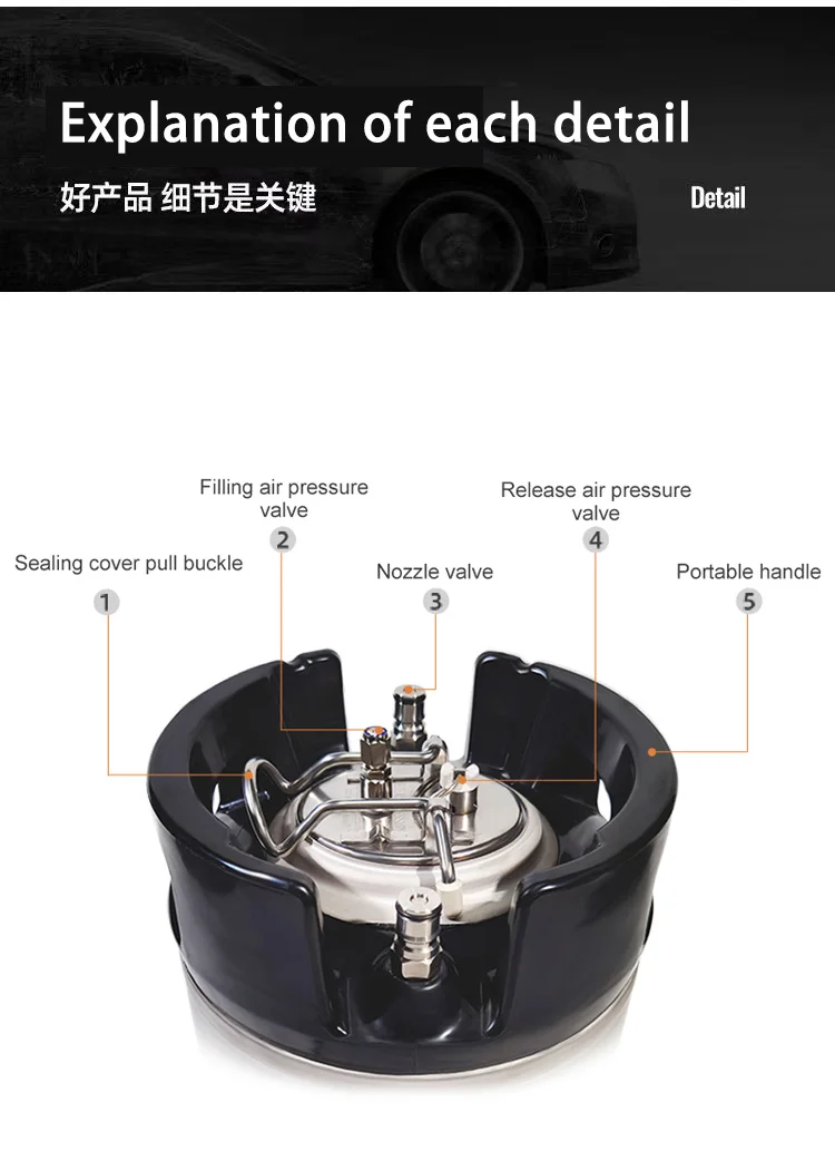 Cleaning Keg Barrel Portable Stainless Steel Car TPU PPF Film Install High-Pressure Water Tank Window Tint Keg Sprayer Bucket