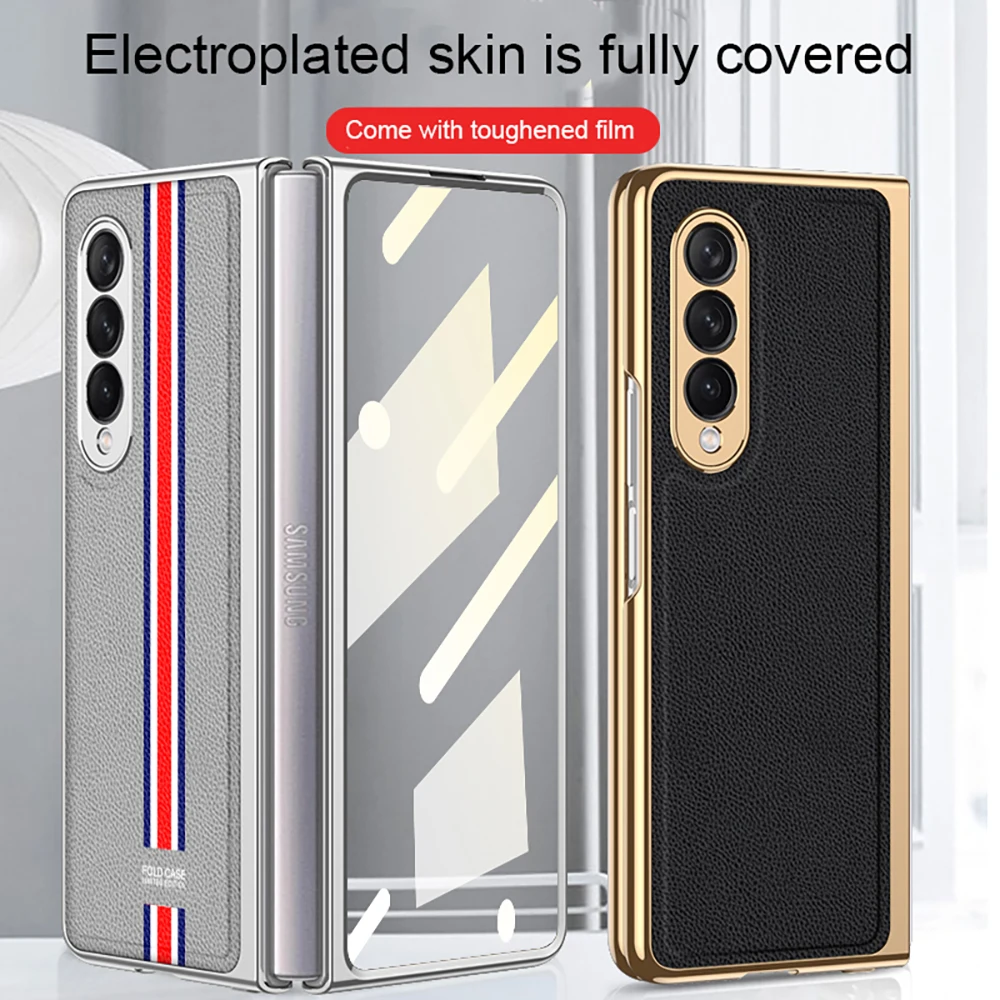 

Защитный чехол с защитой от падения для Samsung Galaxy Z Fold 3, защитная пленка, встроенный полноразмерный складной однотонный чехол для Z Fold 3