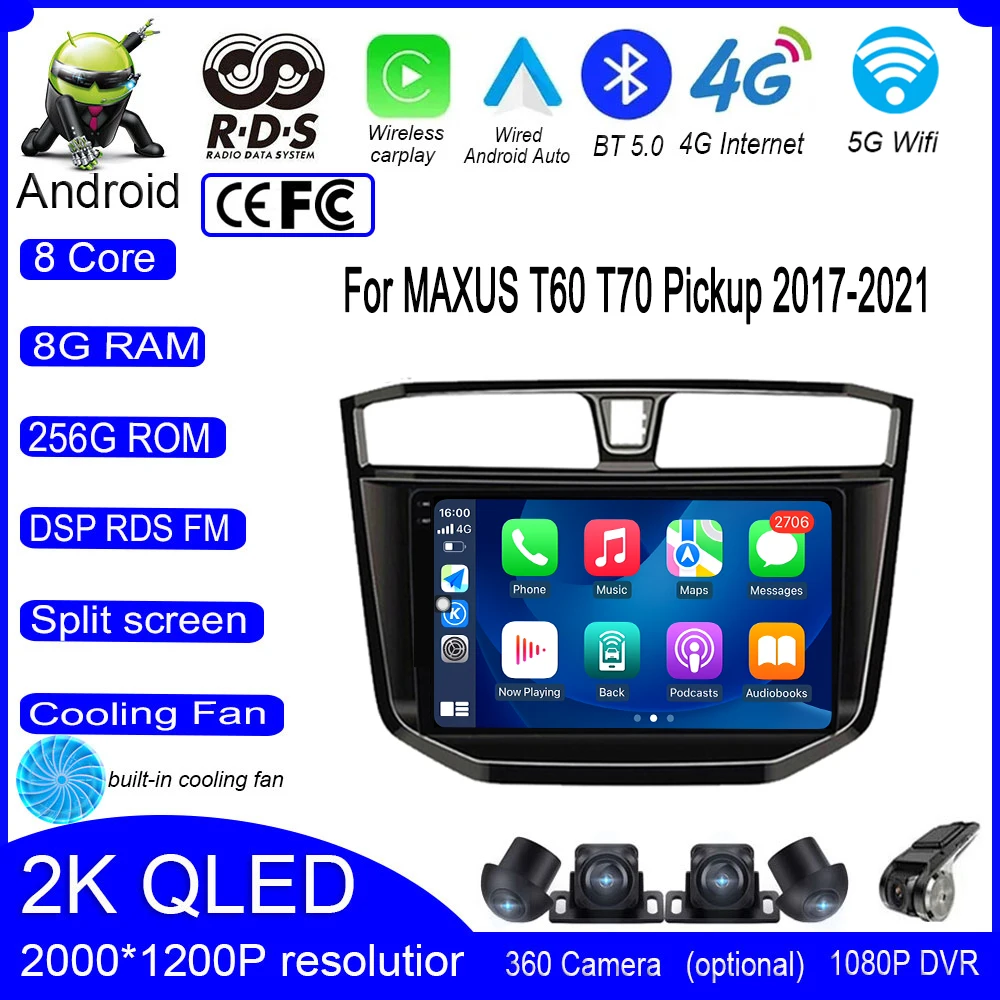 

9" Android 13 For MAXUS T60 T70Pickup 2017 - 2021 QLED IPS DSP Car Radio Multimedia GPS Navigation Video Player Android Auto