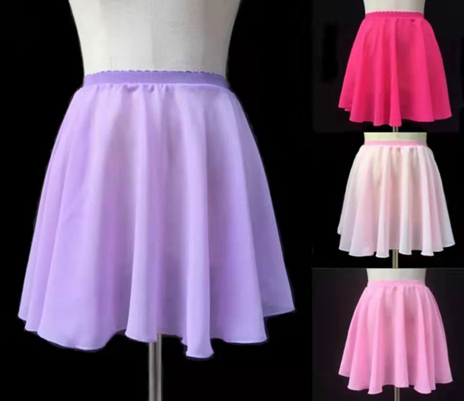 Kids Girls Chiffon Tutu Mini Pull-On Wrap Skirts Ballet Dance Gymnastics Dresses
