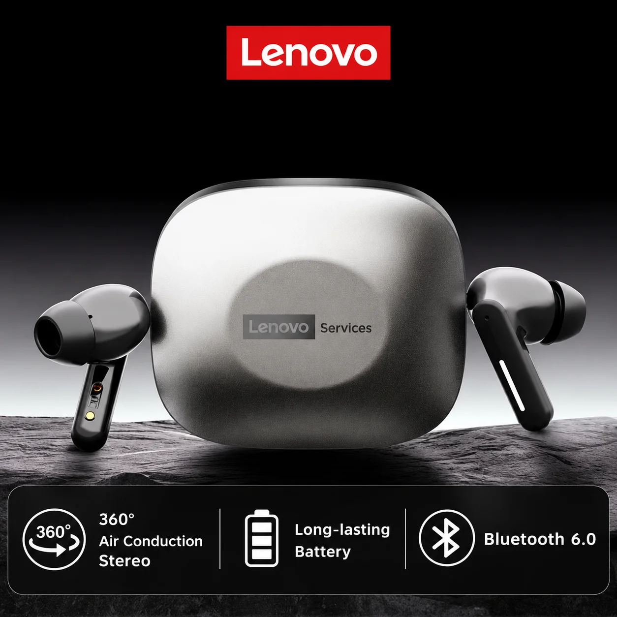 New Lenovo LE209 Wireless Bluetooth Earphone Business Music Bluetooth Headphone HD Call with Mic 30H Battery Life Gaming Headset