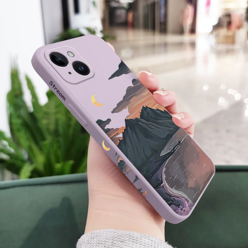 Elegant River-Inspired Silicone Phone Case - Timeless Design Cover