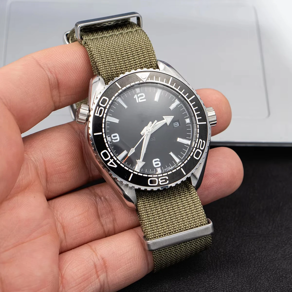 Premium Nylon Military-Style Watch Strap - Brown, Green & Black