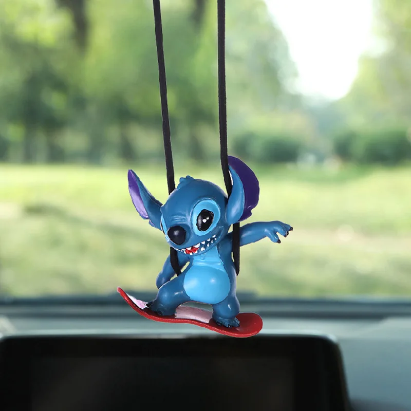 Disney Lilo & Stitch Car Interior Decoration Mini Ornaments Swing for Kids  Toys Auto Rearview Mirror Pendant For Car Accessories