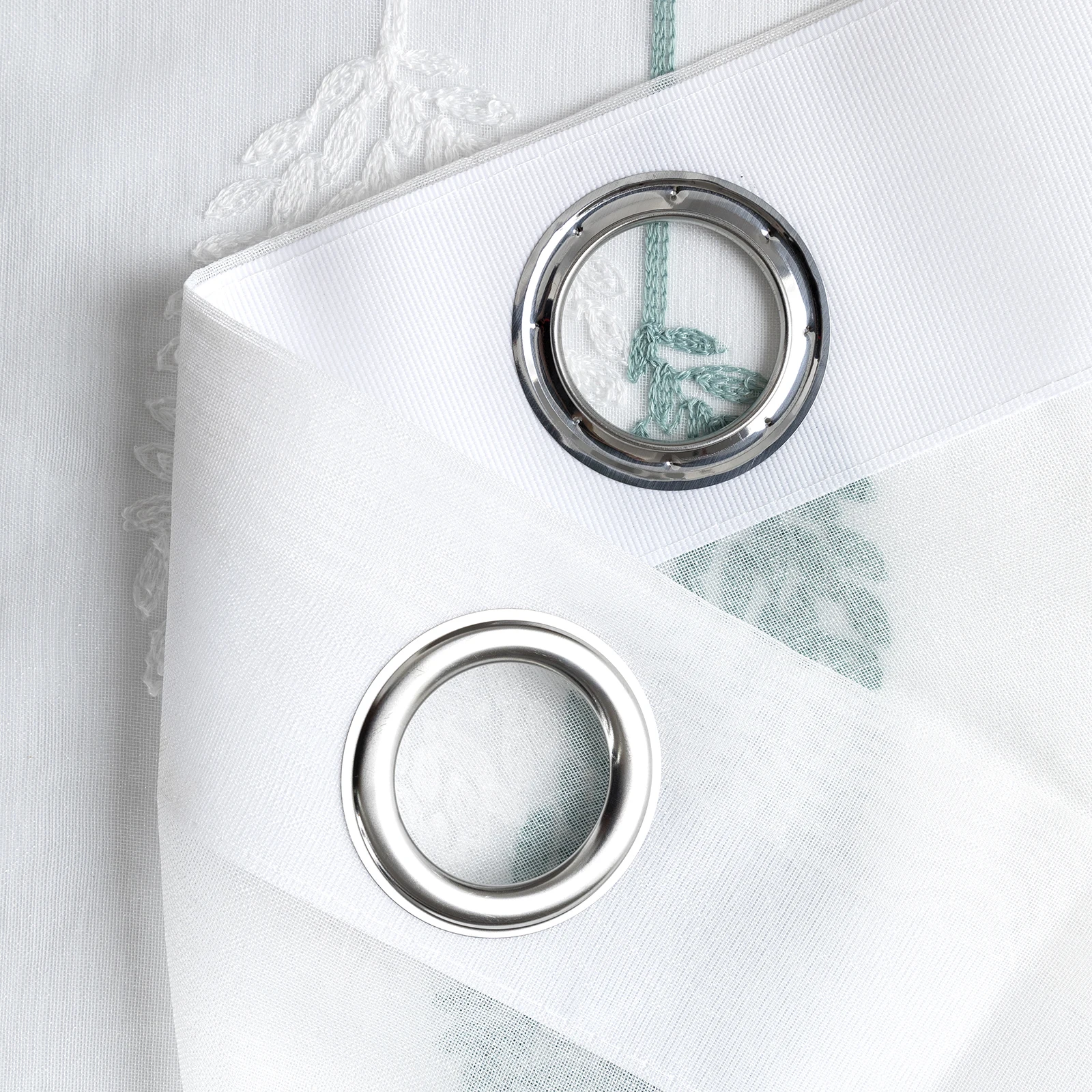 Long Sheer Curtain - Embroidered Voile Curtain Panels with Rod Pocket for Bedroom & Living Room