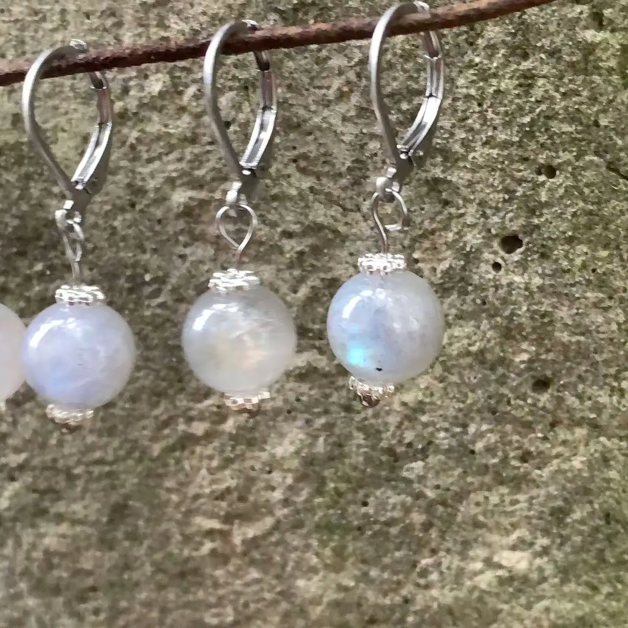 Natural Moonstone Earrings Silver 925 Hanging Earrings Labradorite Original Gemstone Women High Quality Jewelry Design Handmade