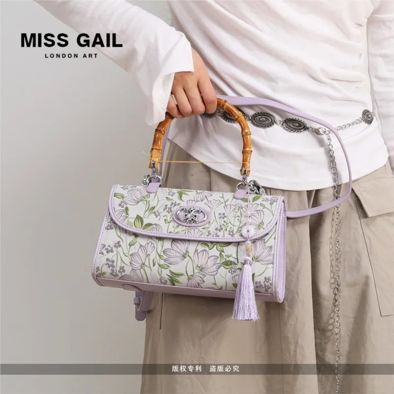 حقيبة يد نسائية صيفية بتصميم مطرز بالزهور وعقدة من...