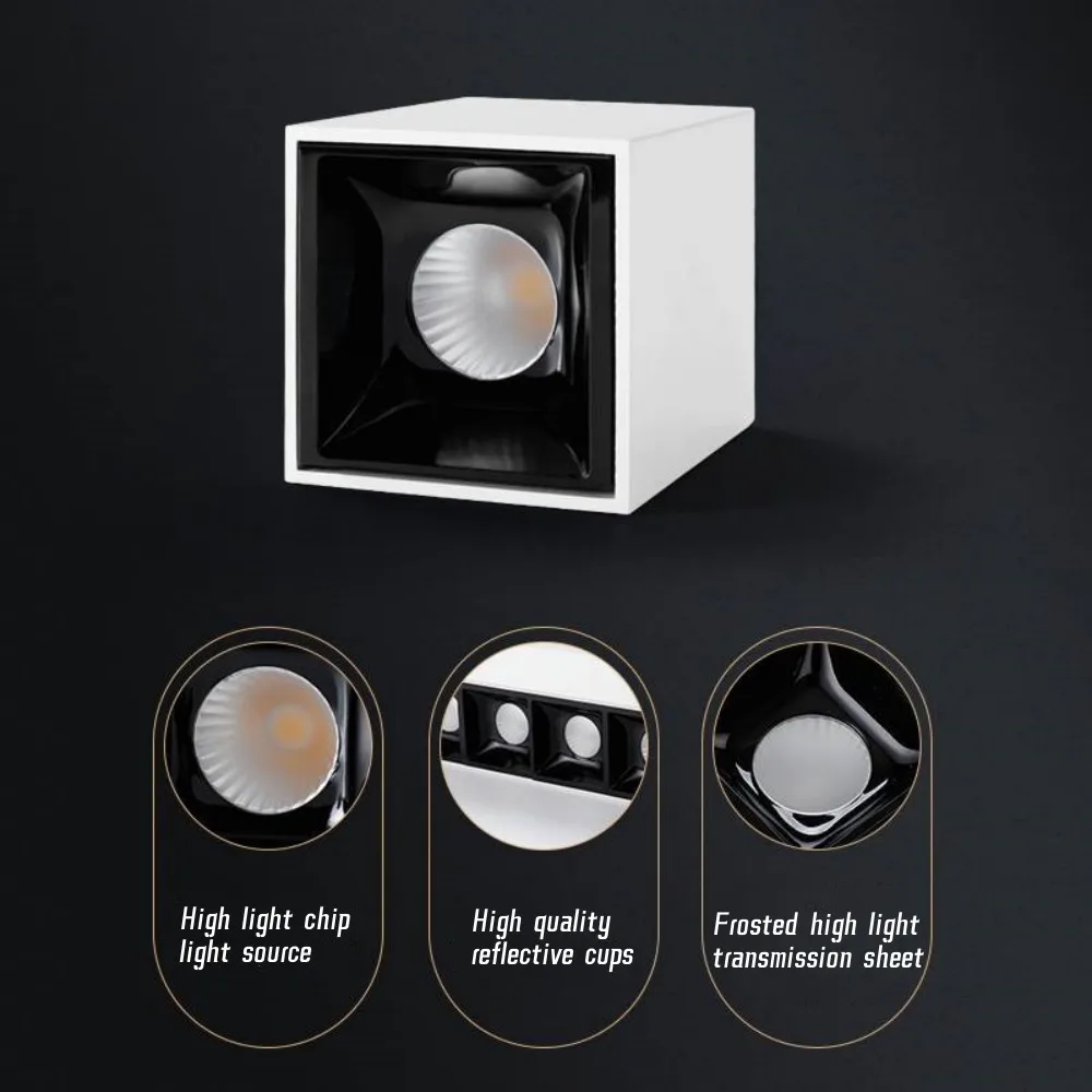 LED Downlights Square Anti-glare Ceiling COB Spotlight 5W10W14W20W30W 1-5 head Grid line lights 85-265V Interior lighting