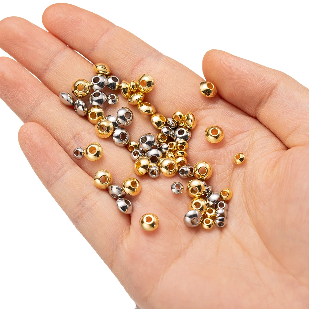 20 stücke Gold Edelstahl flache runde Metall lose Perle für DIY Ohrring Halskette Armband Schmuck Handwerk Herstellung liefert Material – Detail 3