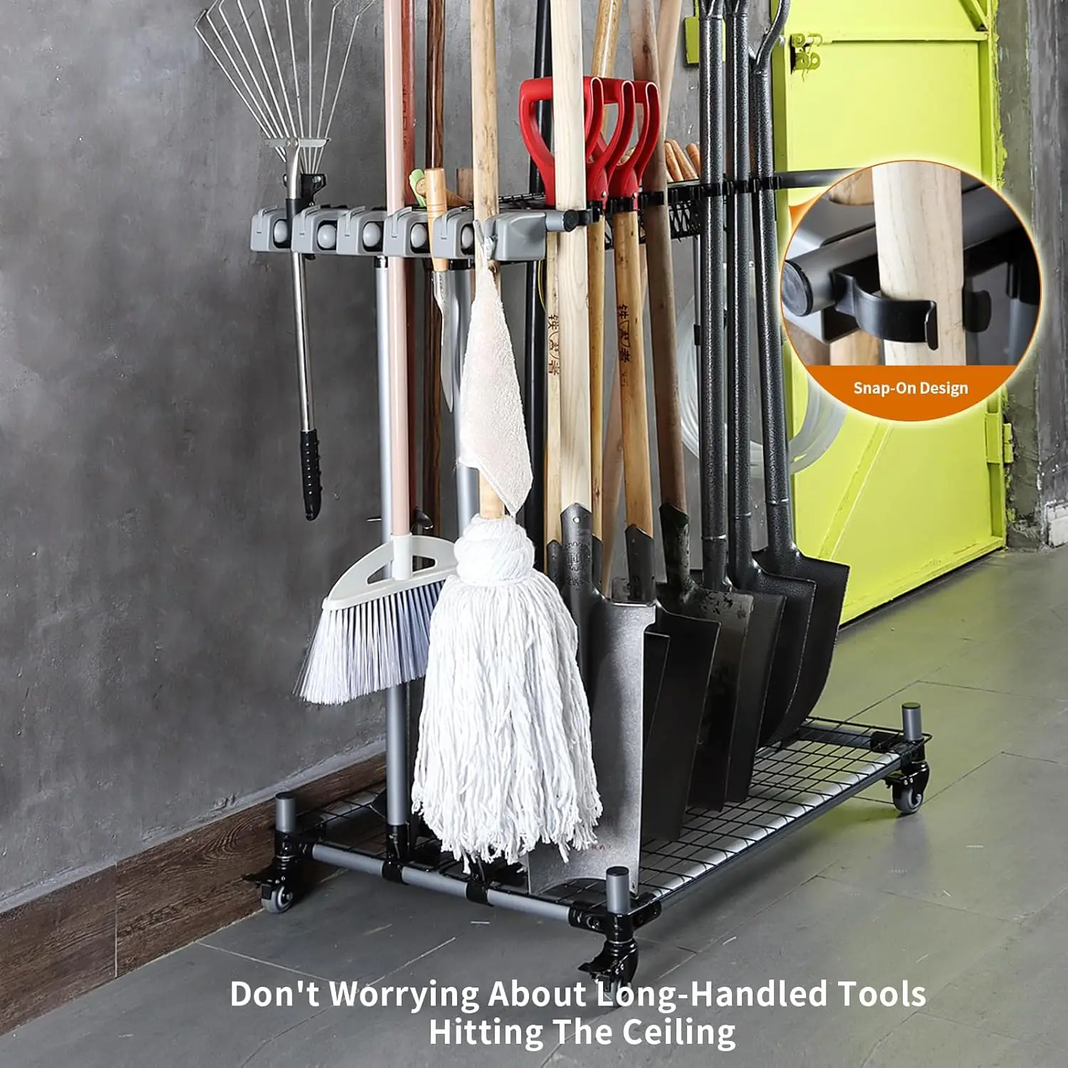 Heavy Duty Garden Tool Organizer Garage Storage Holder Storage Large Long Farming Tools Lawn Tool Metal Rack Shovel and Rake 3