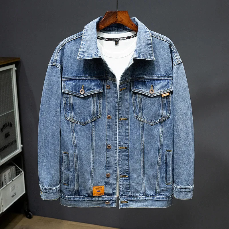 

2024 Spring Autumn Denim Jacket Men Loose Jean Coats Single Breasted Casual Mens Jackets Plus Size 7XL