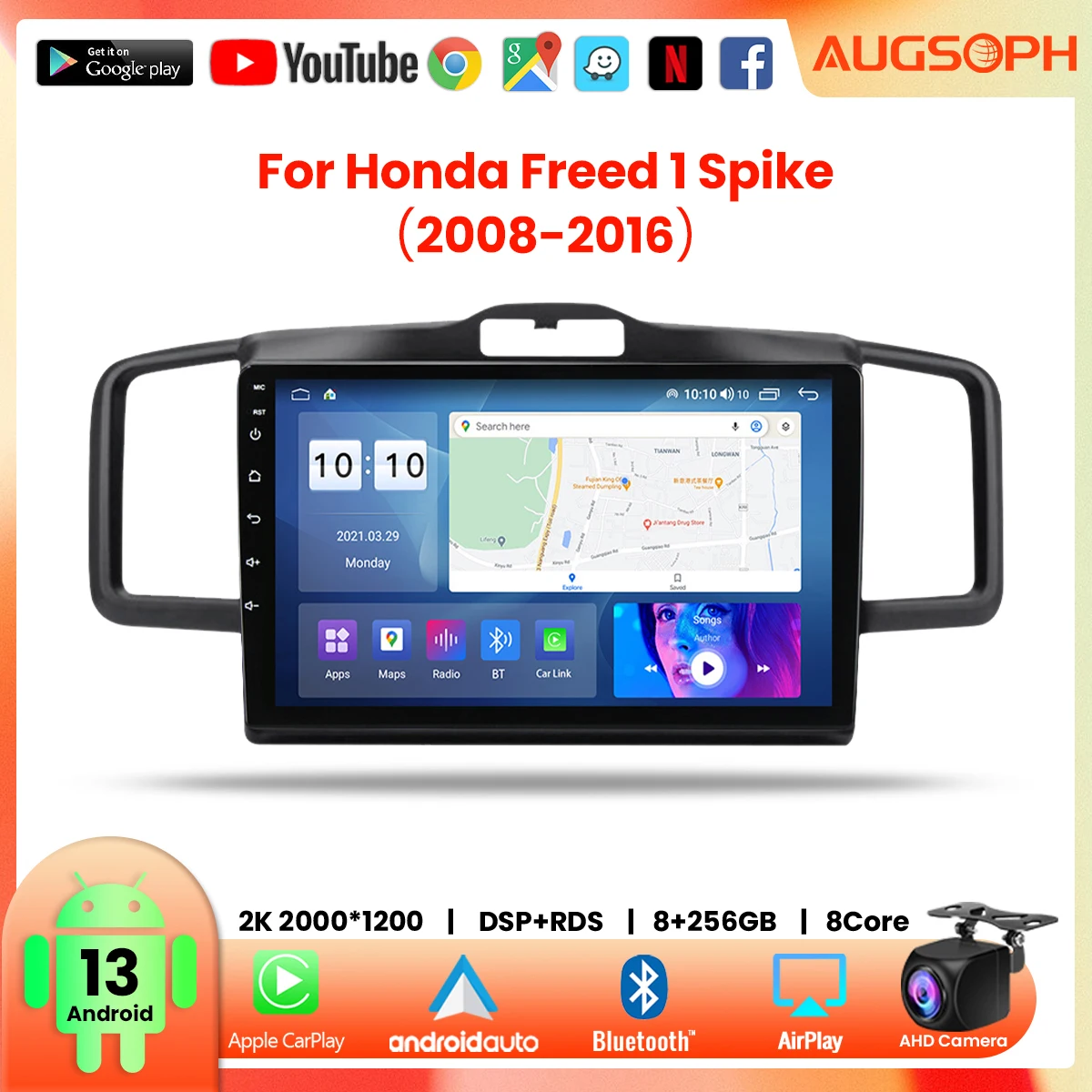 

Android 13 Car Radio for Honda Freed 1 Spike 2008-2016,10inch Multimedia Player with 4G WiFi Carplay & 2Din GPS