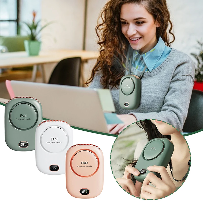Ventilador de Refrigeração Verão ao ar Refrigerador de ar Mini Ventilador Portátil Pescoço Bladeless Usb Recarregável Mudo Ventiladores 3 Velocidade Ajustável Livre Pendurado 8 Computers & Electronics