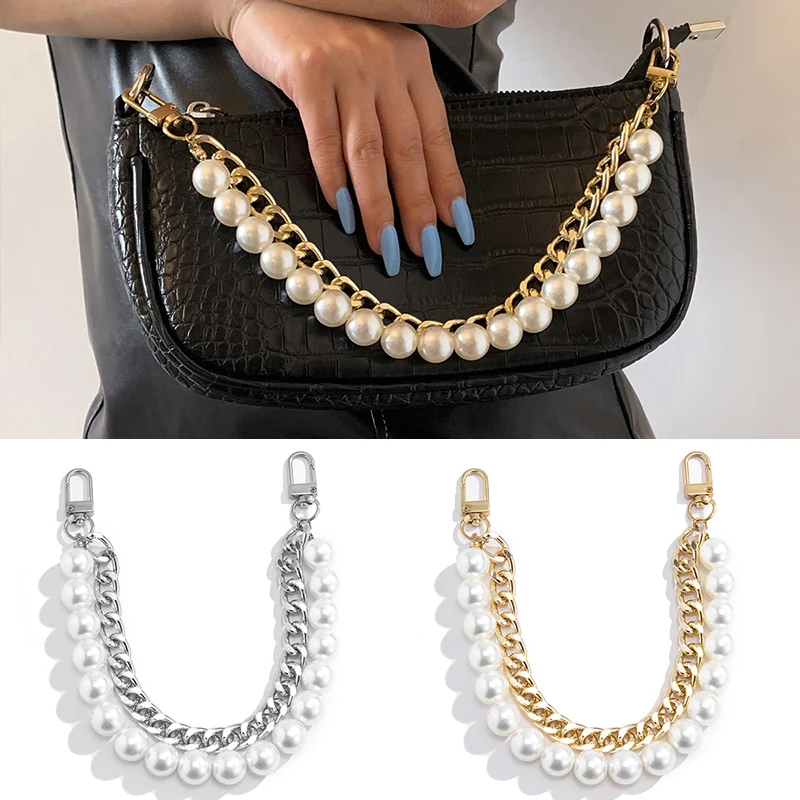 

Pearl Chain DIY Artificial Pearl Bag Belt And Metal Chain To Replace The Shoulder Crossbody Bag Chain Belt Handle Accessories