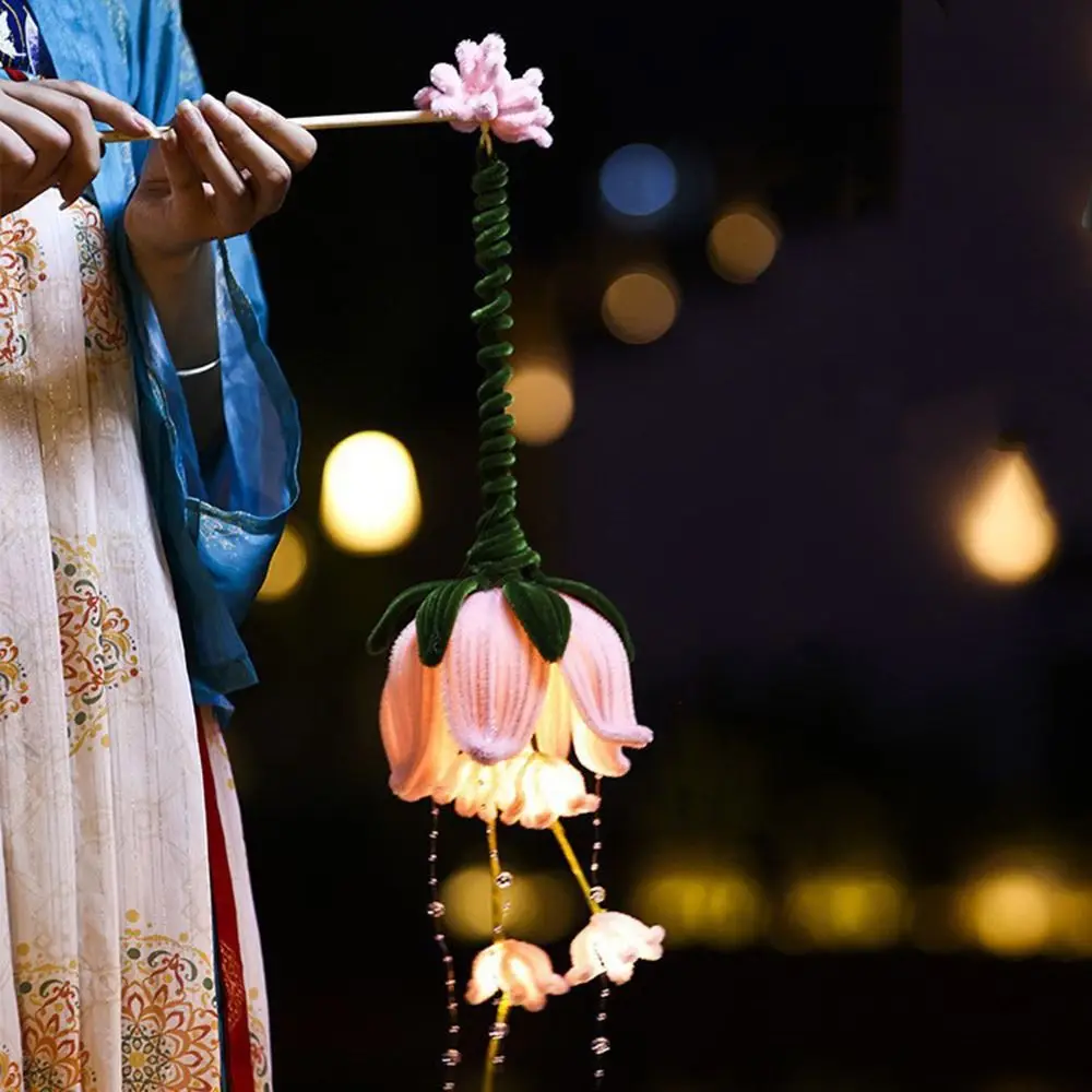 Handgefertigtes DIY-Materialpaket für gedrehte Lotusblumen-Laterne mit LED-Licht – Traditionelle chinesische Leuchtlaterne – Detail 8
