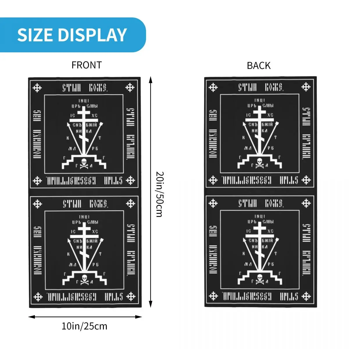 Calvary Cross White Bandana Neck Cover Printed Christian Orthodox Monastic Symbol Mask Scarf Multifunctional Headwear Riding