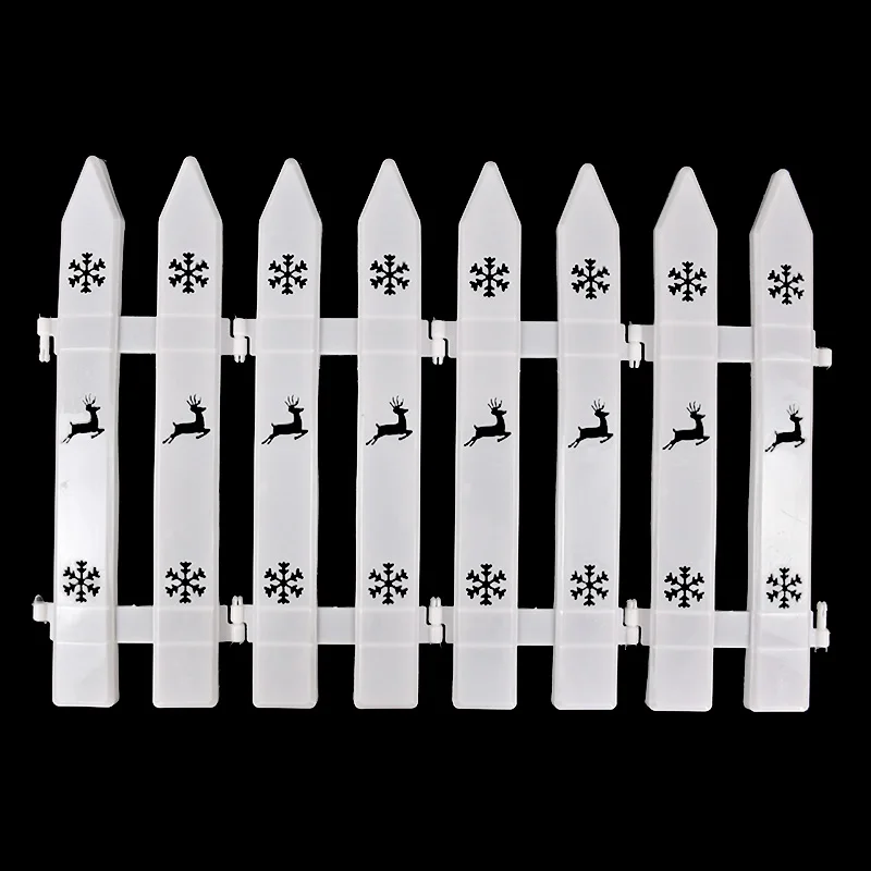 10pcs Christmas Fence White Plastic Garden Fence Plant Flower Protect Yard Lawn Edging Flower Christmas Tree Border Decoration