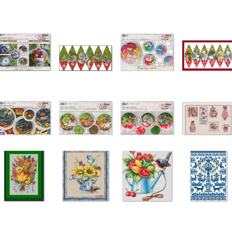 Kreuzstich-Kit 14ct 18ct 25ct Leinwand Kreuz stich DIY Stickerei Set dmc Fäden Handwerk ein Frosch Vögel auf einer Teekanne Bouquet 31-33
