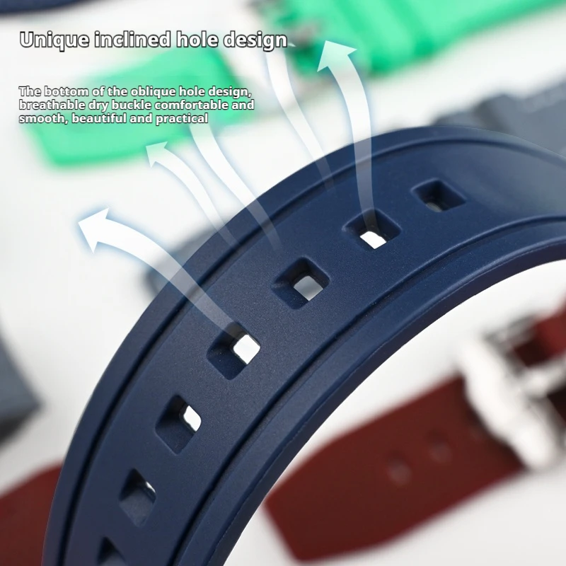 حزام ساعة سيليكون مطاطي مقاوم للماء 22 ملم حزام ري...