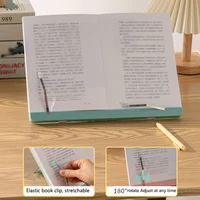 Adjustable Plastic Book Stand for Reading Foldable Desktop Riser for Laptop Textbook - Hands-Free Cookbook Stand with Page Clips 1