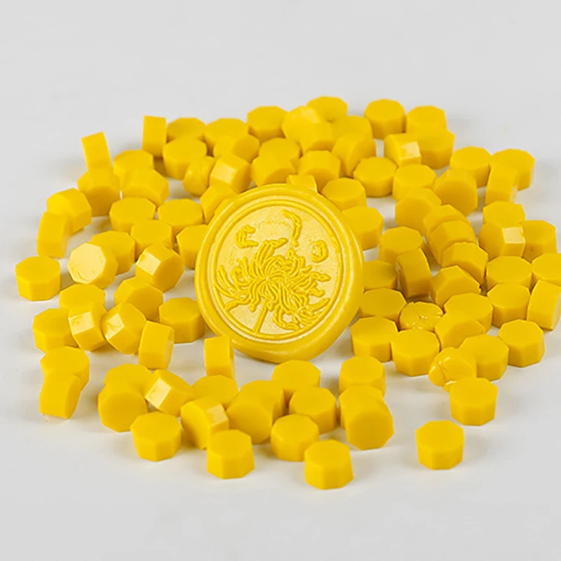 100Pcs Yellow Sealing Wax Seal Beads Beans Stamp for DIY Craft Wedding Birthday Party Invitation Wax seal Ancient Sealing Wax
