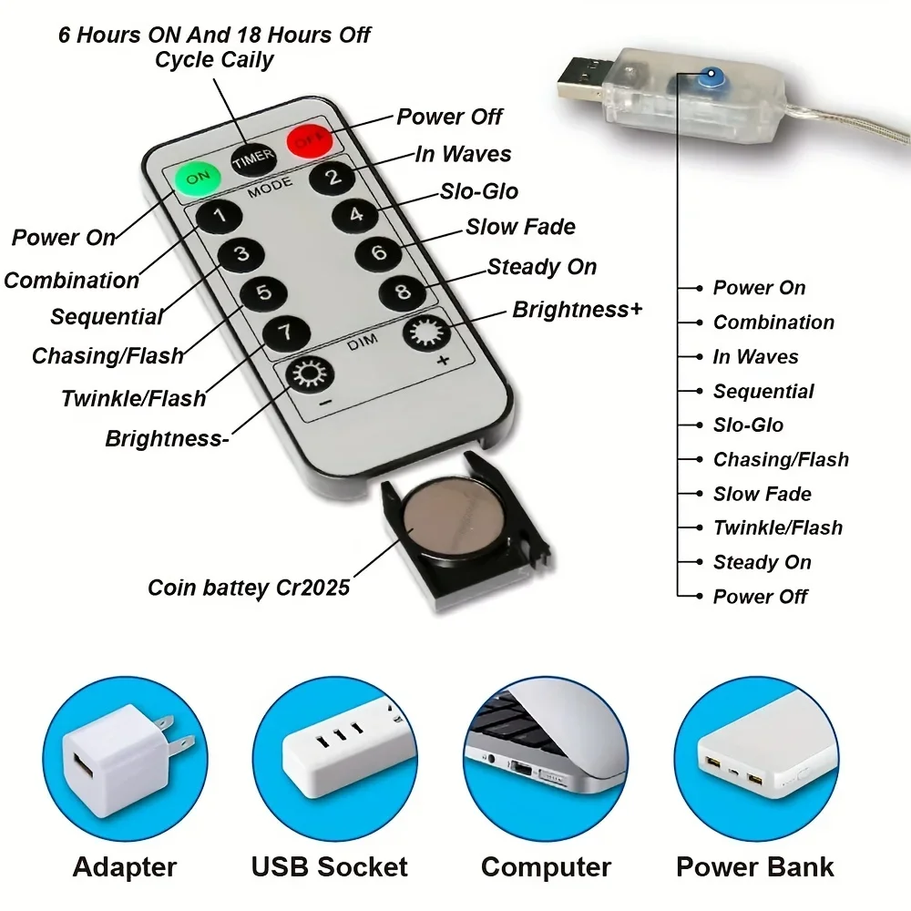 커튼 LED 화환 스트링 조명, USB 리모컨 축제 장식, 휴일 웨딩 크리스마스 요정 조명, 침실 가정용