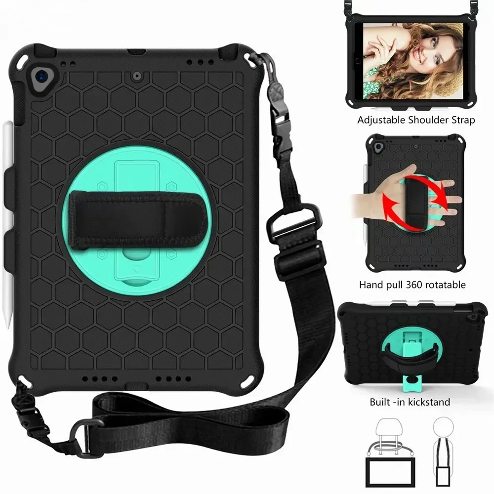 Durable Shockproof EVA Hand Strap Case for iPad – Kids Friendly