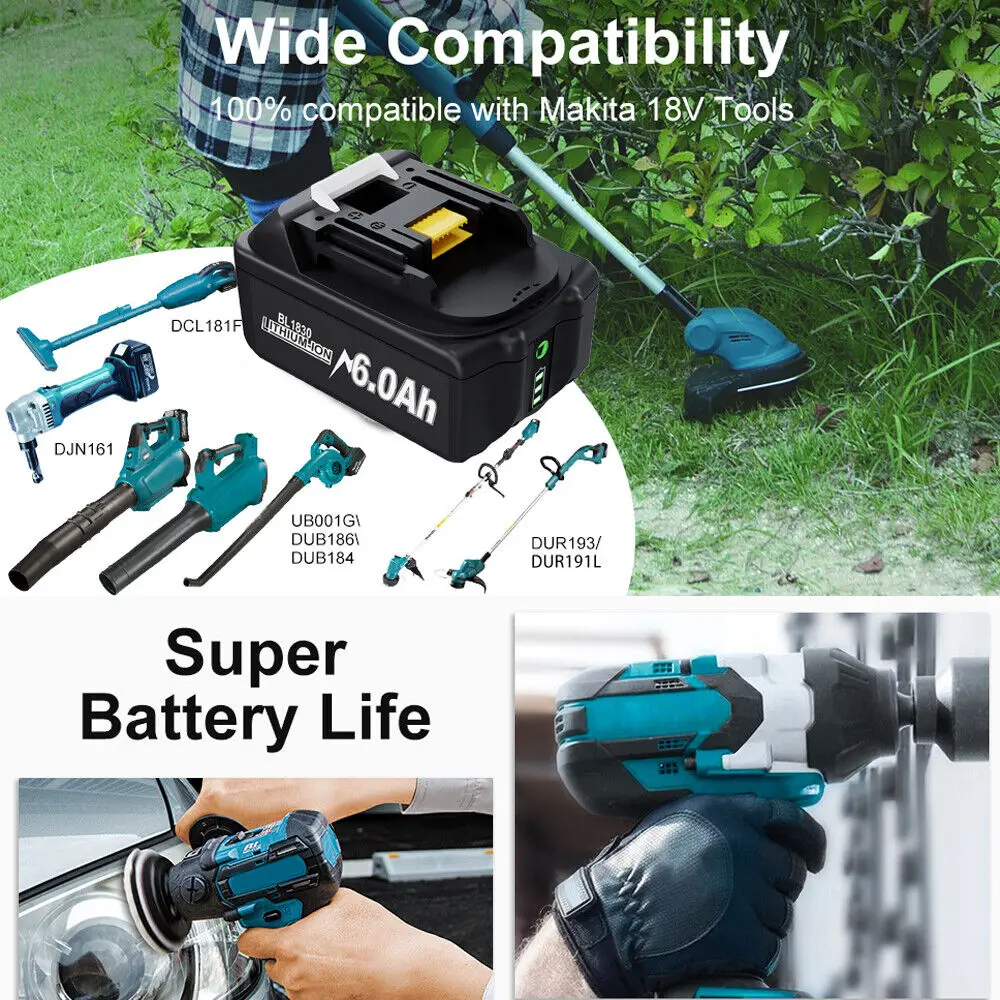 Bateria Recarregável Li-ion para Makita 18v Carregador Bl1850 Bl1860 Bl1850b Bl1860b Bl1830b Bl1840 Lxt400 - Image 2