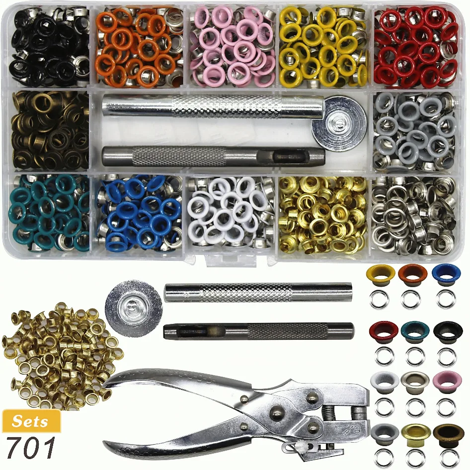 12Colors 5mm Metal Grommets Kit Metal Eyelets Kits Shoe Eyelets Grommet