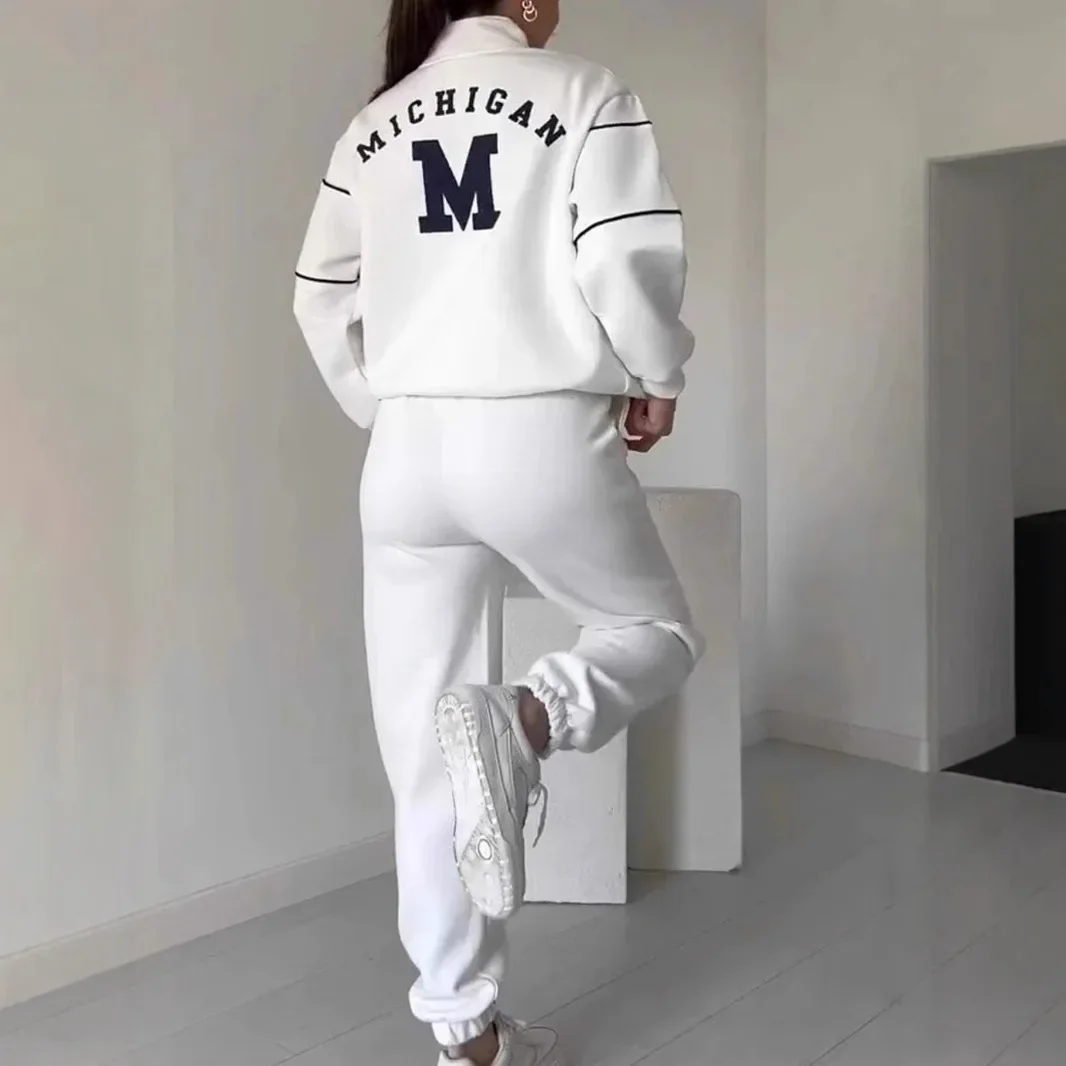 Spring women's white suits long sleeve blouse lace long pants female fashion casual loose suits for ladies
