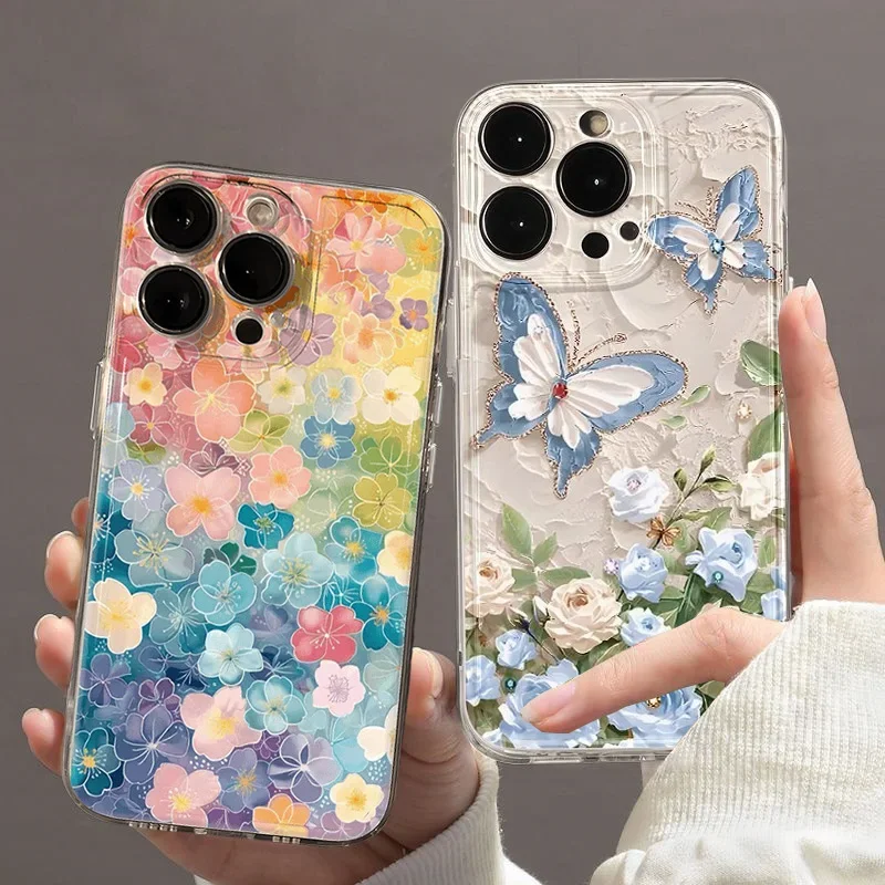 Butterfly & Flower Plant Decorative Phone Case Cover