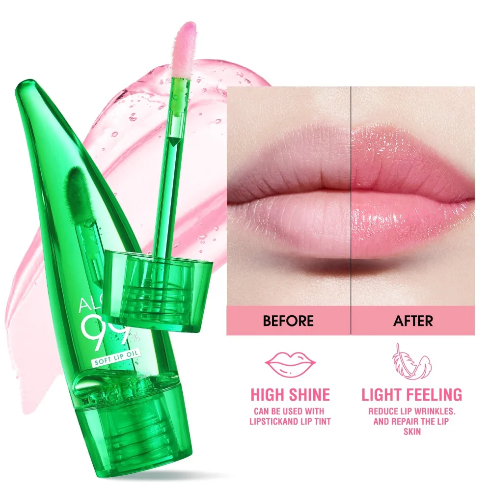 Aloe Vera Color Changing Lip Gloss Moisturizing Lip Oil Waterproof Long-Lasting Shine Easy Apply Safe for All Xmas & Halloween