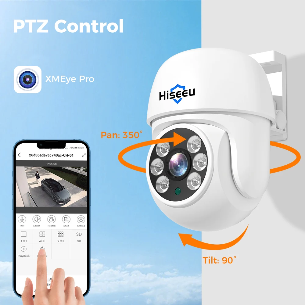 Hiseeu-Câmera de Vigilância de Segurança Doméstica à prova d'água, Câmeras CCTV, Visão Noturna Infravermelha, Câmeras Analógicas, XMEye Pro, 5MP, AHD, PTZ